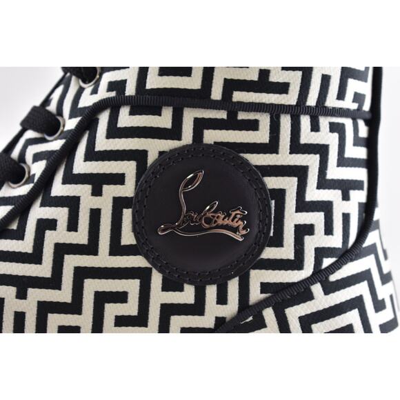 Christian Louboutin Mens Rantus Orlato Flat Tissu Black White High Sneaker 44 11 - Picture 4 of 13